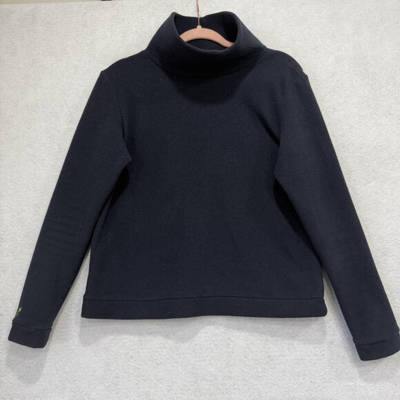 Dudley Stephens Sweatshirt Womens Medium Navy Fleece Turtleneck Pullover Top - Picture 1 of 9